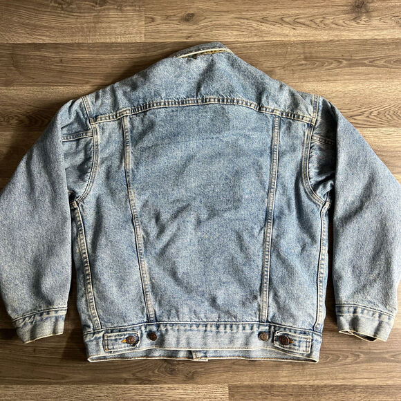 VTG Levi's Trucker Jacket Men's Small Aztec Southwest Lined Blue Denim Jean 1990 - Picture 7 of 16